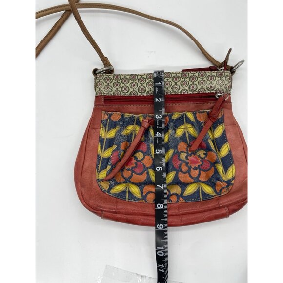 FOSSIL‎ Fiona Crossbody Bag Purse Red Blue Floral Boho Casual Leather Hippie Y2K - Picture 6 of 6